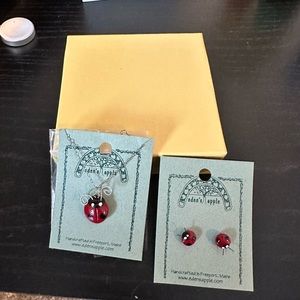 Eden’s Apple Ladybug necklace and earrings-NEVER WORN